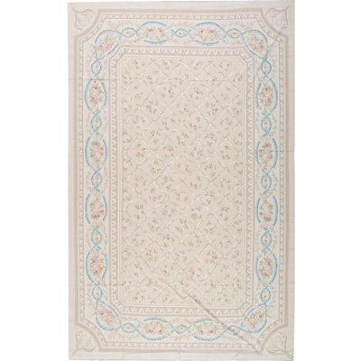 Hand-Knotted High-Quality Beige and Beige Area Rug