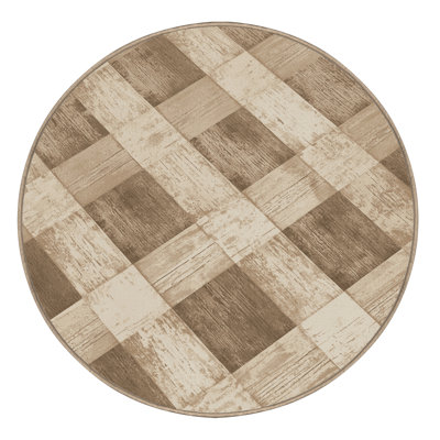 Machine Washable Roslindale Rustic Gingham Rug in Beige – Beige Binding