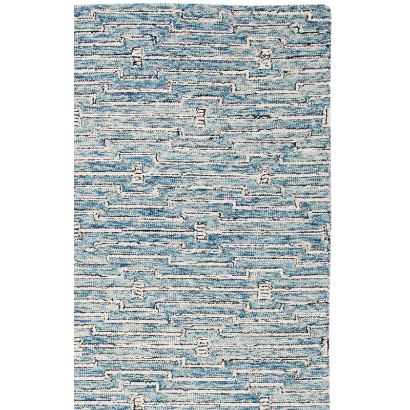 Tapis en laine / coton bleu clair / ivoire touffeté à la main Angleside, Rectangle 5 pi x 8 pi