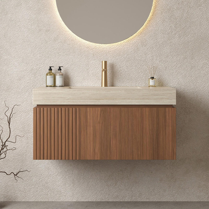 Meuble-lavabo mural simple 36 po avec lavabo, Espresso