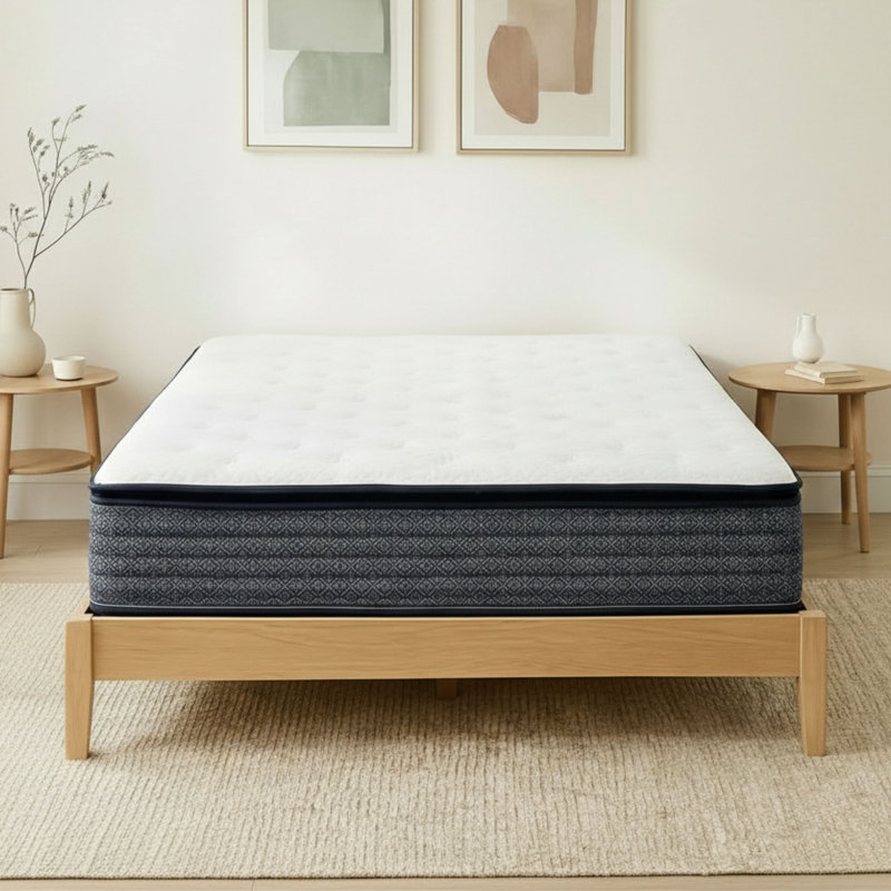 Matelas hybride à plateau-coussin en mousse viscoélastique de refroidissement moyenne 12 po, très grand, Très grand lit, 12"