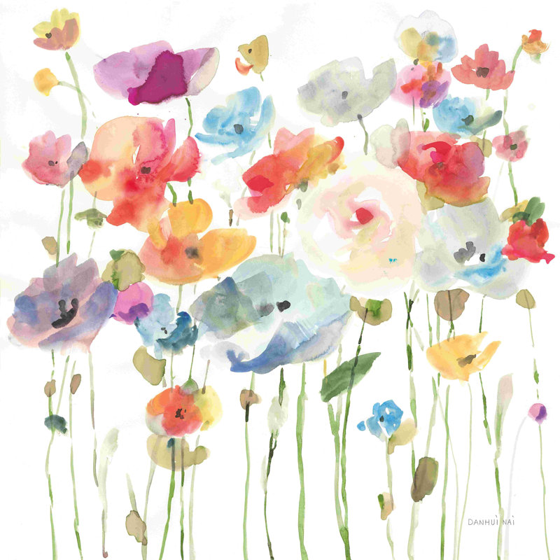 «Bright Day Blooming» par Danhui Nai - peinture sur toile tendue, H 30 po x l 30 po