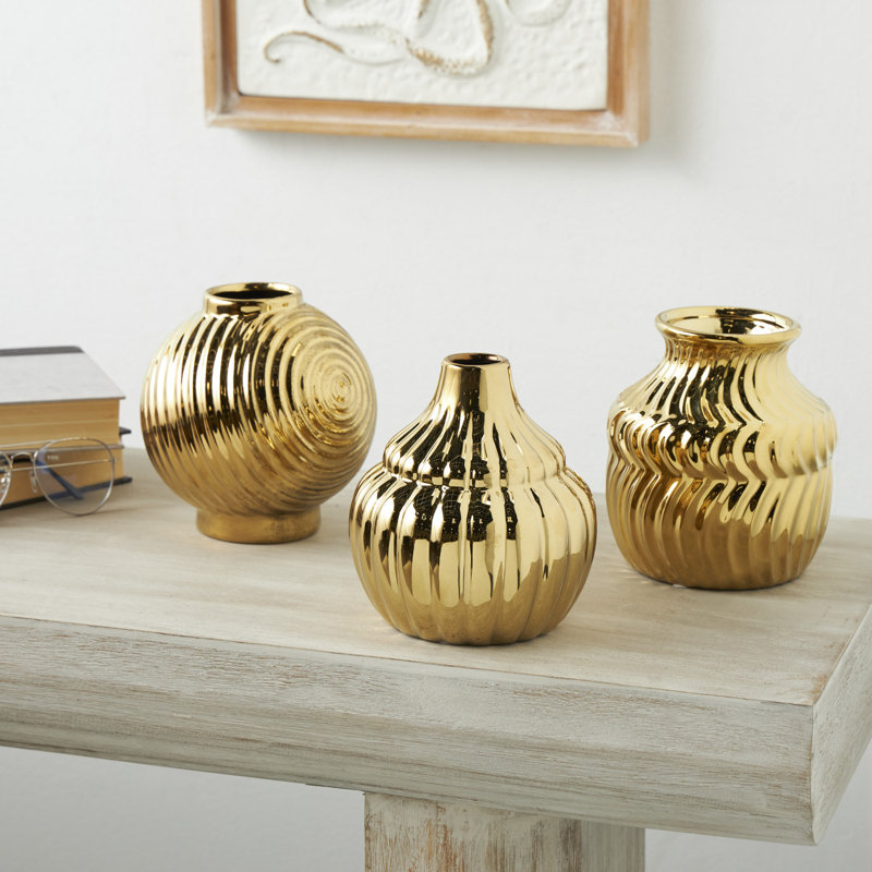 Vase de table en céramique Milanni, Or, Moyenne