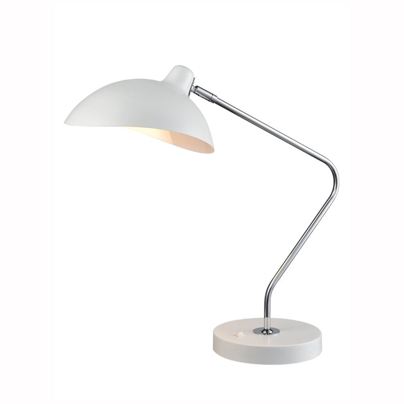 Allieanna Metal Desk Lamp, White/Chrome