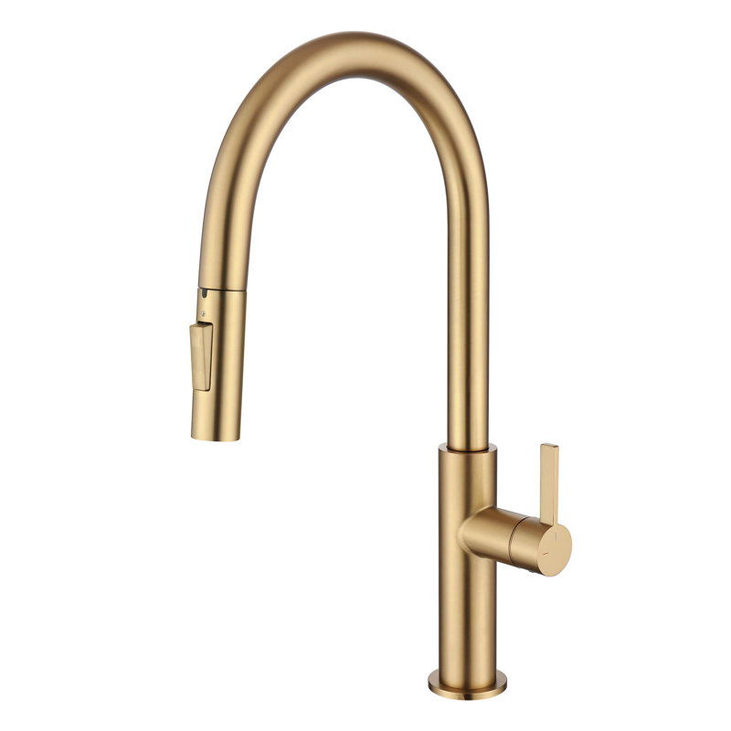 Novo Single Handle Pull Down Kitchen Faucet, Brushed Brass