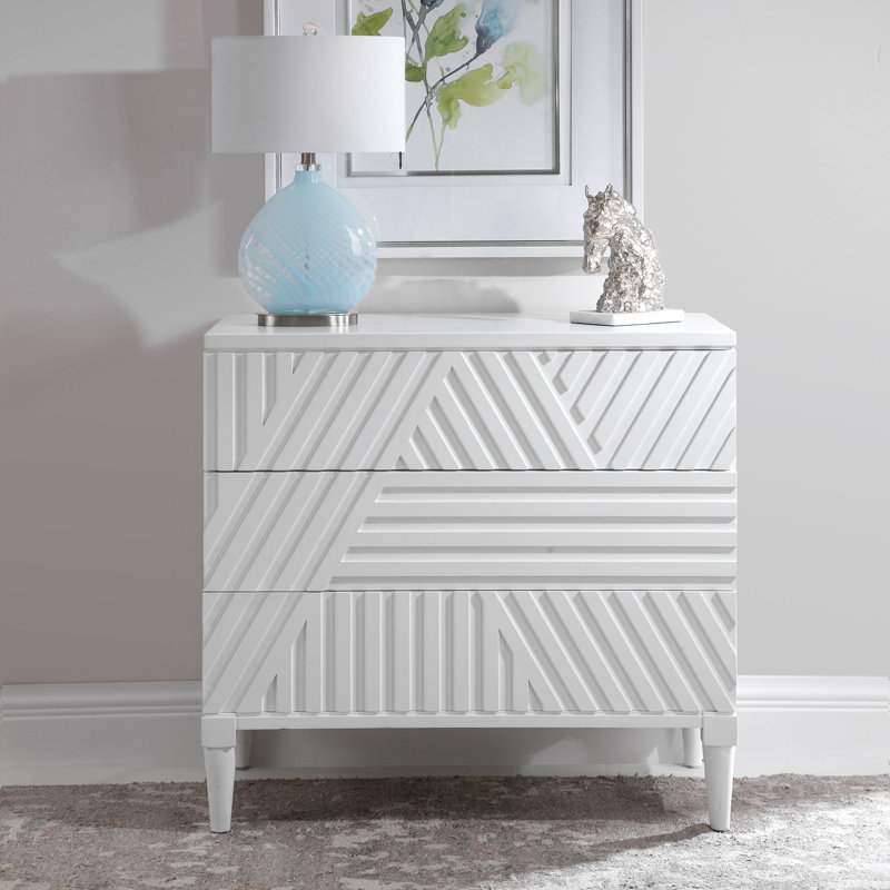Commode décorative 3 tiroirs Bayli, Blanc