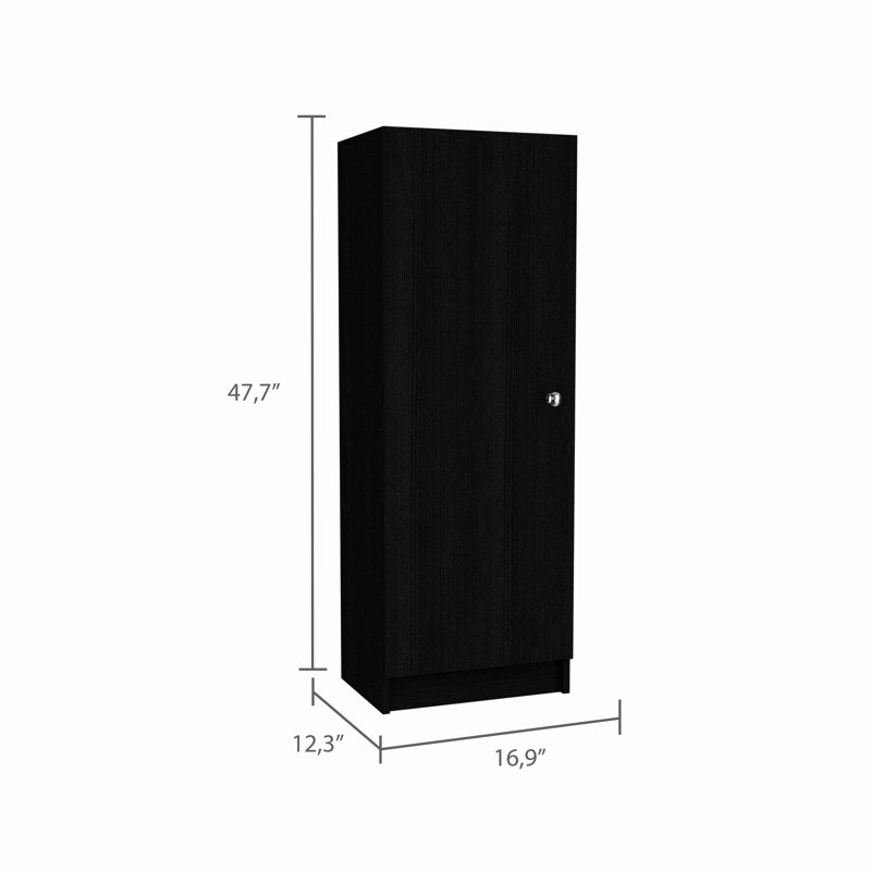 Armoire de rangement à une porte avec quatre tablettes intérieures, Noir