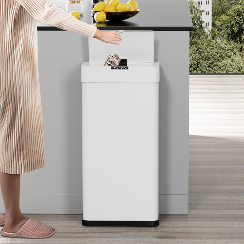 Motion Sensor Stainless Steel Trash Can, Automatic Garbage Bin, 21.1 Gallons, White