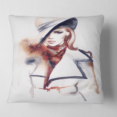 Mode Portrait d'une femme avec housse de coussin carré et insert
