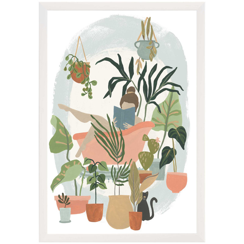 «Plant Lady Bath I», Papier avec cadre unique blanc, H 19,625 po x l 13,625 po x P 1 po