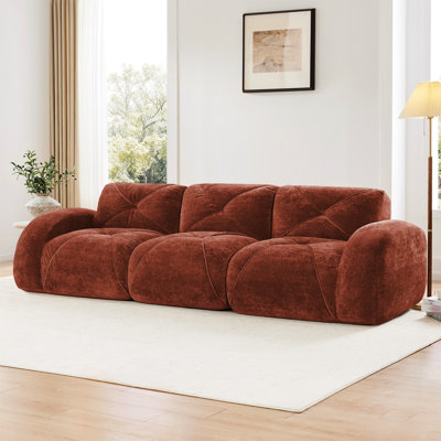 Fauteuil modulaire 110 po, brun, rouge, désossé et modulaire avec éponge haute densité 32d, coussins, conception ergonomique, sans assemblage