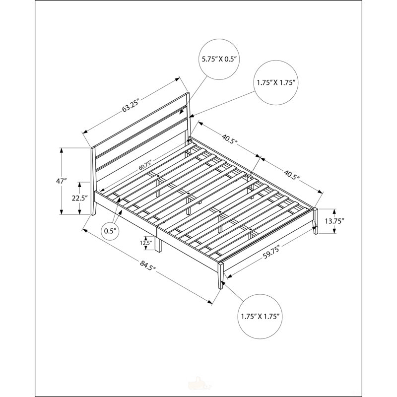 Queen Bed, Gray
