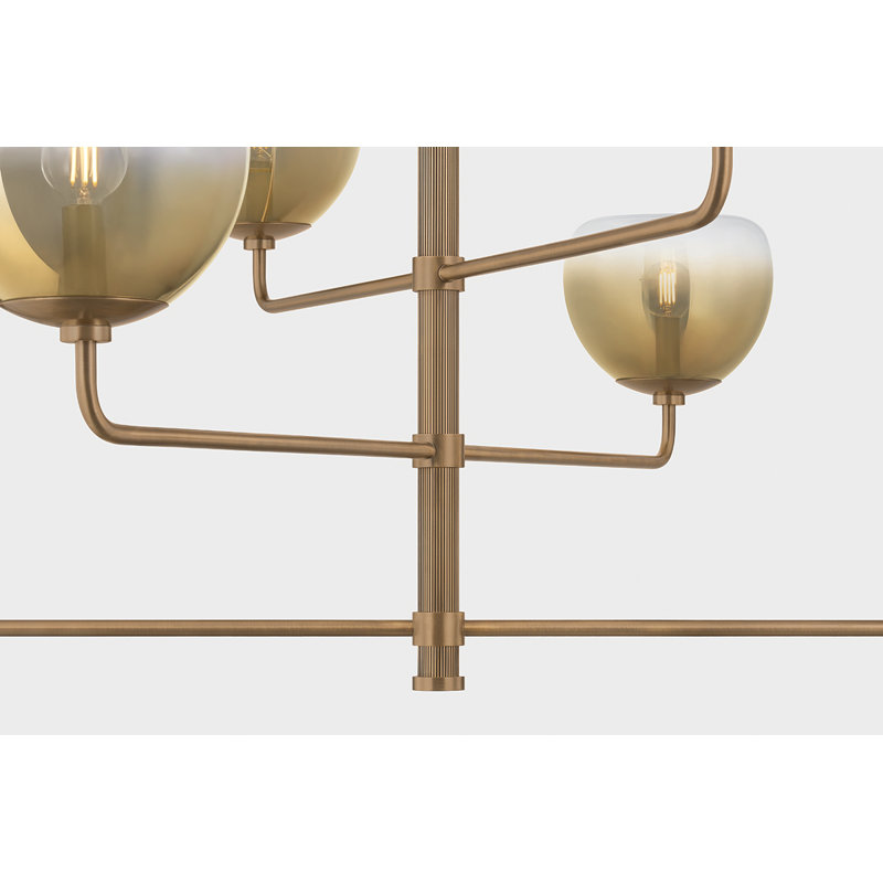 Troy Lighting August Chandelier in Patina Brass, 17.25" H x 34" W x 34" D, 6 Lights