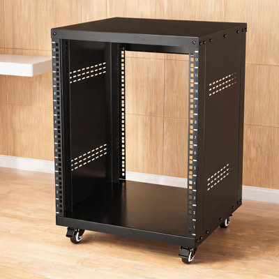 Jet Black 12U Open Frame AV Rack Stand, Sheet Metal 500 Lbs Capacity For Recording Studio, Network and Stereo Use