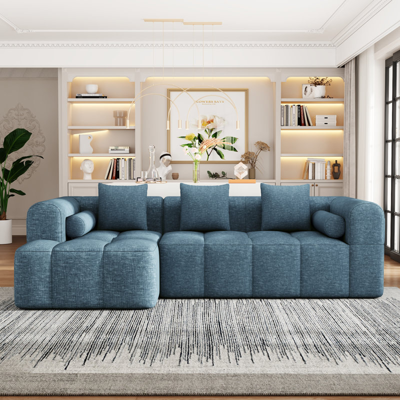 Canapé modulaire de 101,2 po avec canapé à compression complète et canapé modulaire avec siège profond et deux poches latérales pour le salon