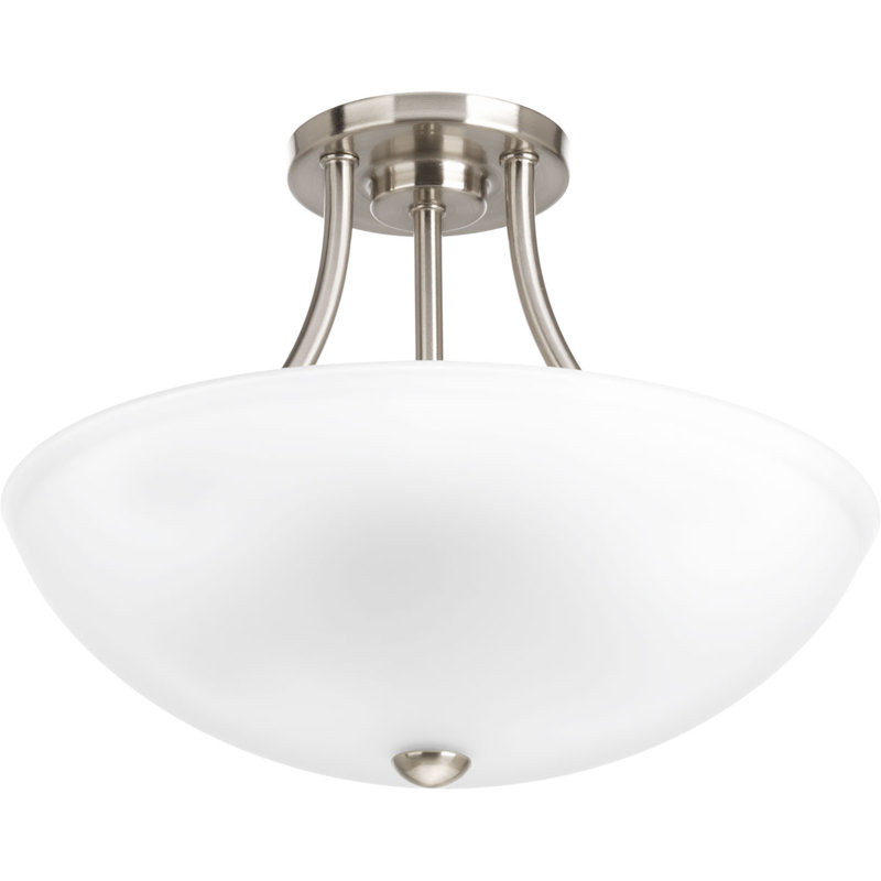 Plafonnier semi-encastré 2 lumières 12,875 po Carilynn, Nickel brossé