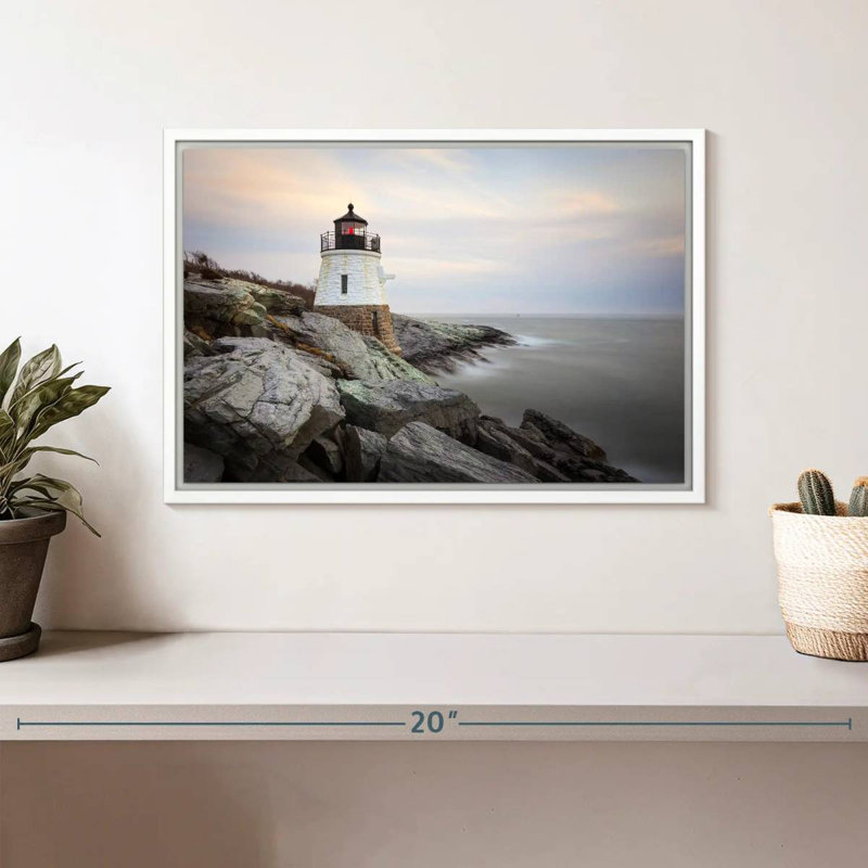 Phare de Coastal Castle Hill, Cadre flottant blanc, 13 po x 9 po