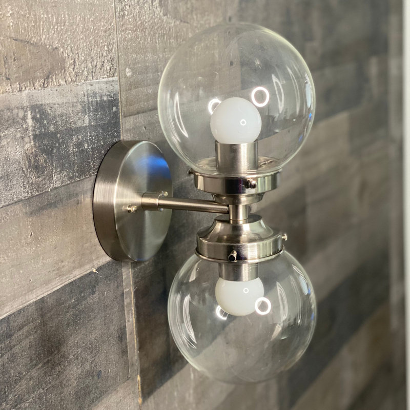 Rada Armed Sconce, Brushed Nickel, Clear