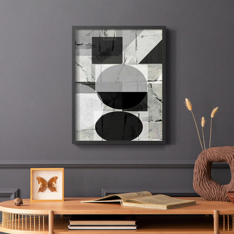 «Abstract Neutralité II», reproduction encadrée - bois massif, Noir, H 14 po x l 11 po