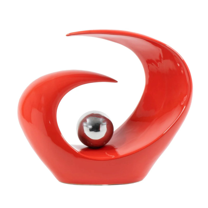 Wave Clash Abstract Sculpture, Red
