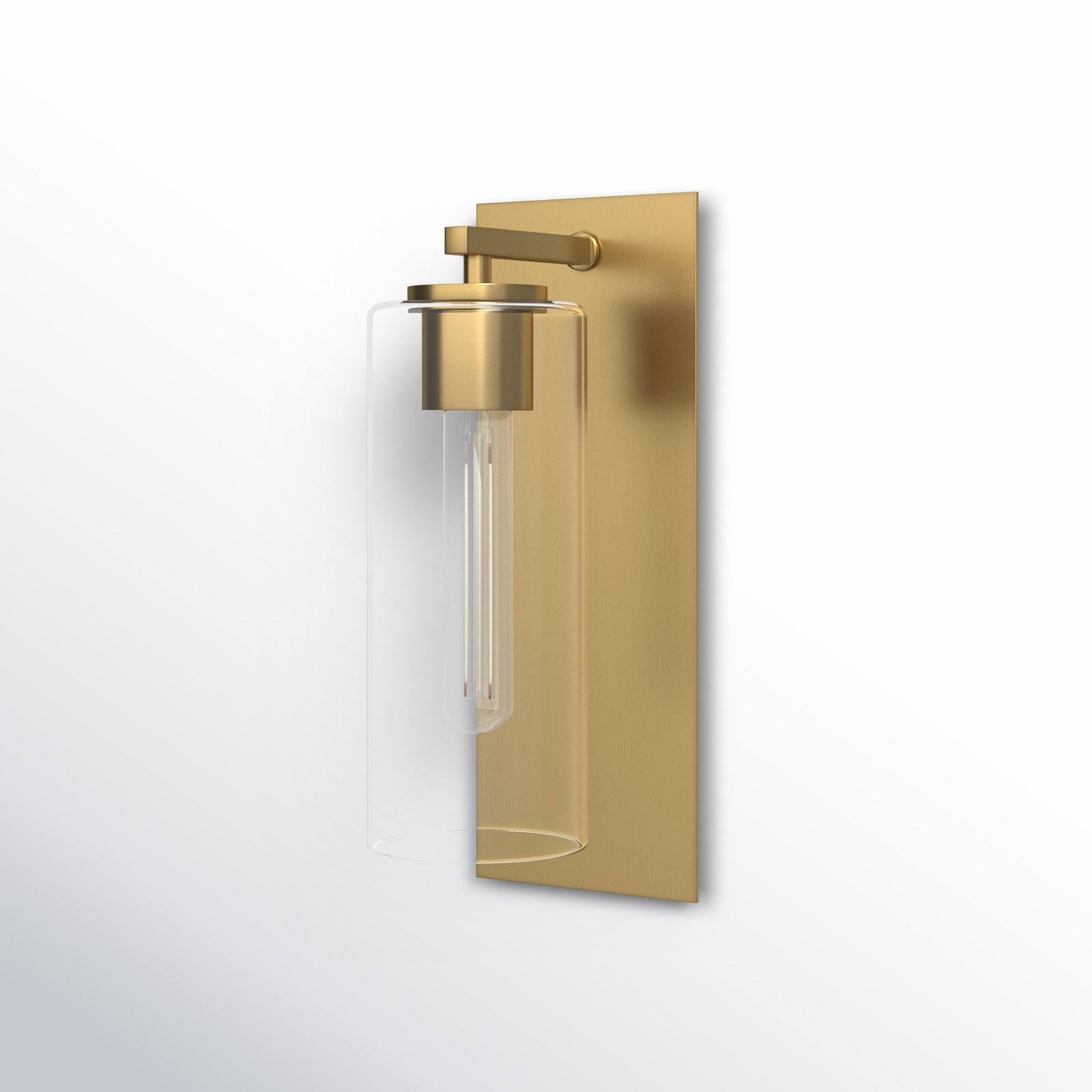 Chimere Single Light Glass Steel Dimmable Armed Sconce, Lacquered Brass
