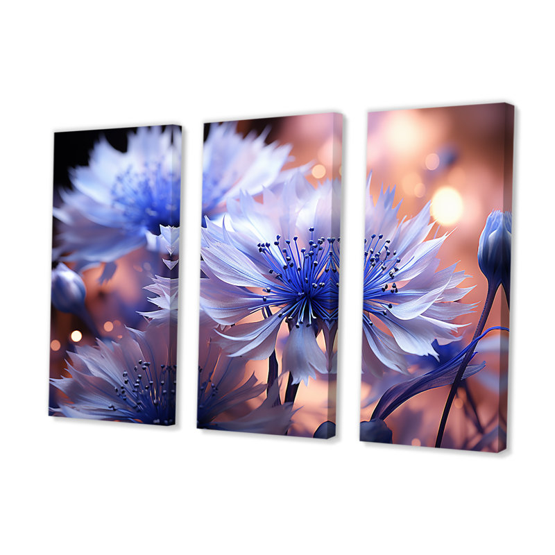 «Dreamy Purple Cornflowers Impression II», ensemble d'art mural, H 28 po x l 36 po x P 1 po
