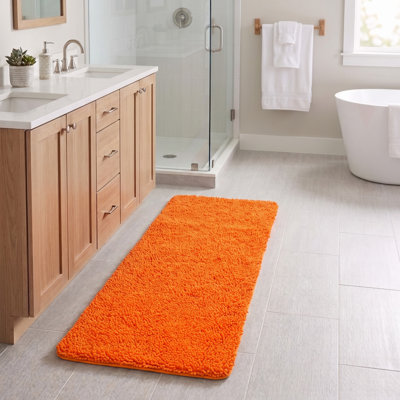 58 x 24 Chenille Bath Runner with Non-Slip Backing - Absorbent High-Pile Chenille Memory Foam