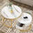 Rotating Round High Gloss Marble Pattern Round Side Table Set (Set Of 2)