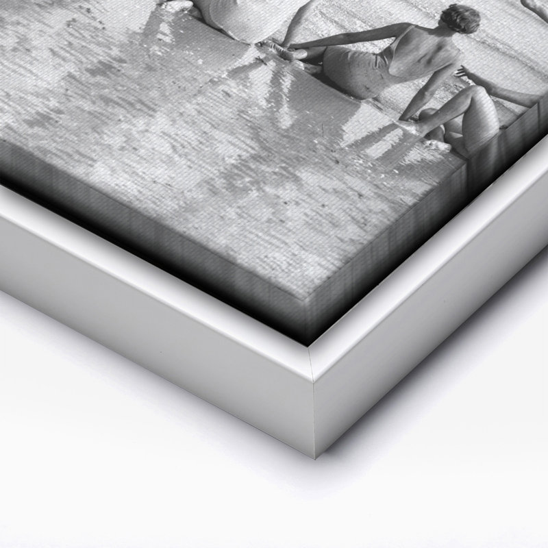 Femmes qui dansent sur la plage, 12"H x 16"W, Canvas, White Framed