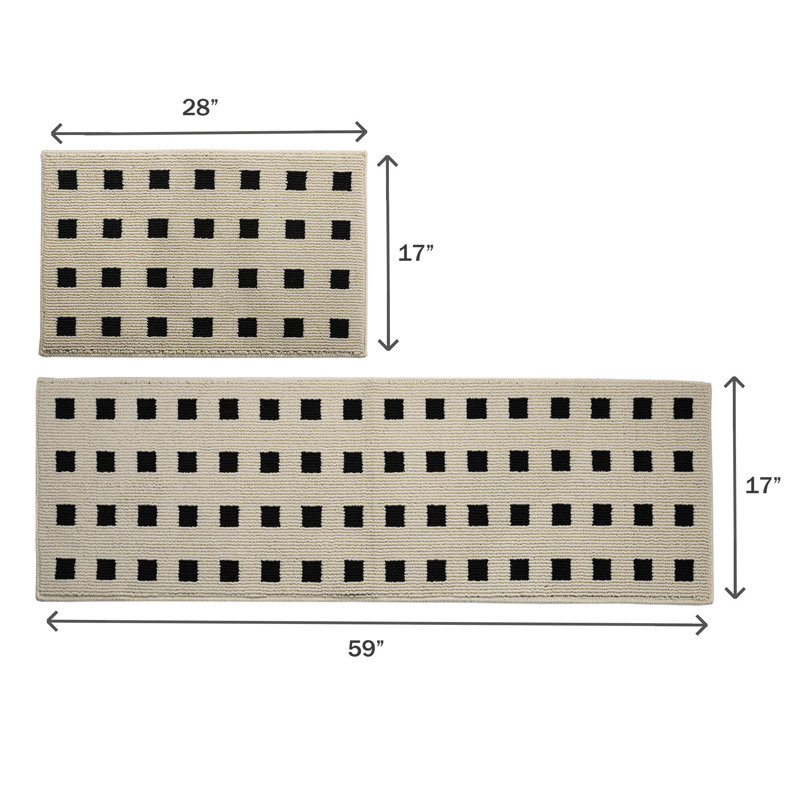 Tapis absorbant et lavable à la machine 2 pièces Kitchen Mats, Rectangle 1 pi 5 po x 4 pi 11 po, Kaki