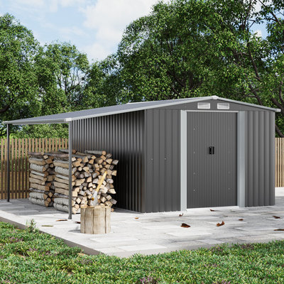 248cm W x 300cm D Outdoor Metal Storage Shed with Lean-to