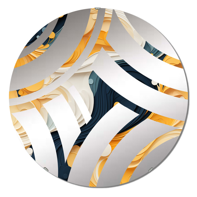 Miroir décoratif jaune et noir Mid-Century Waves Fusion, 31,4 po x 31,4 po