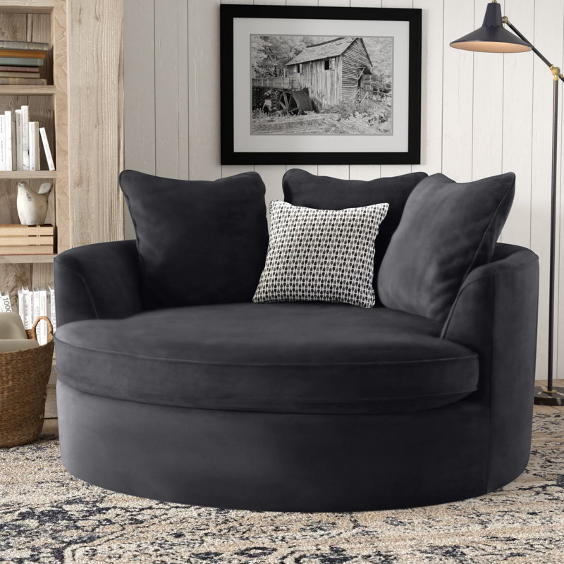 Beall Upholstered Accent Chair, Bella Black Performance Velvet