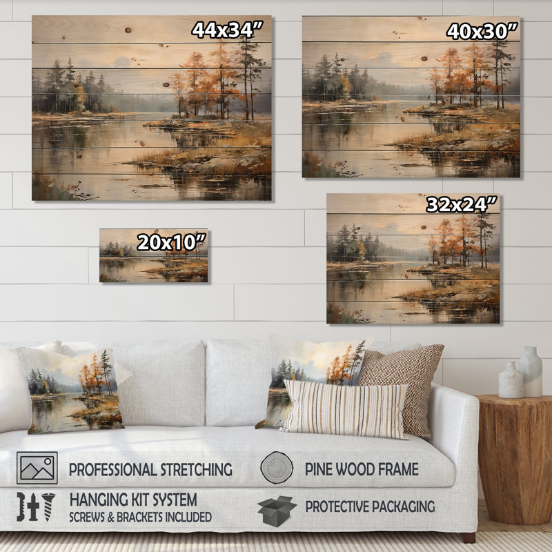 Panneaux de décoration murale en bois Creasey - Paysages, H 24 po x l 32 po