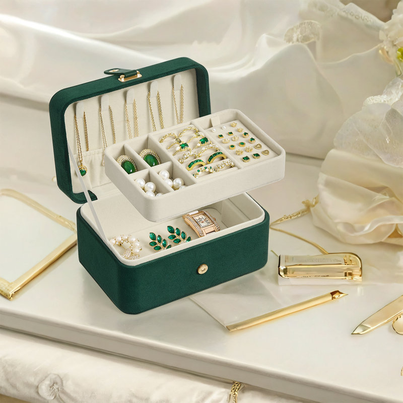 Organisateur de bijoux 2 couches, Vert rétro