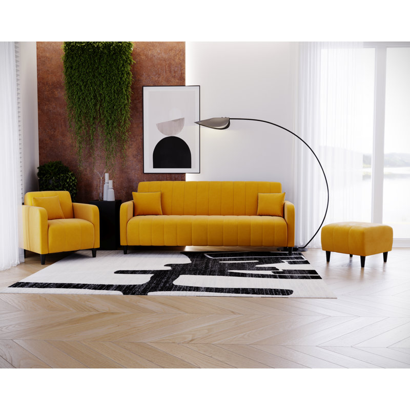 Taye 2 Seater Sofa, Yellow