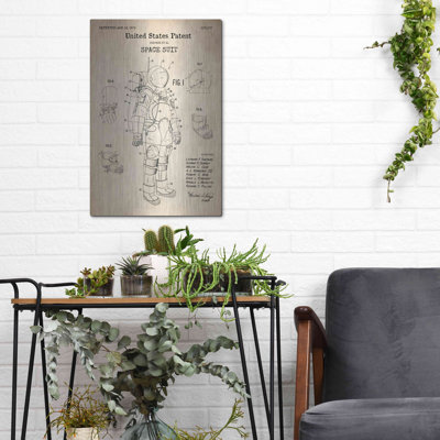 " Space Suit Blueprint Patent Parchment " by Luxe Metal Portfolio
