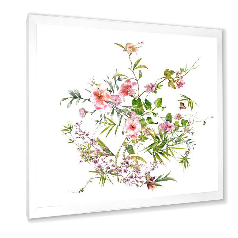 Elegant Botanical Summer Expression III - Peinture, H 36 po x l 36 po, Cadre photo blanc