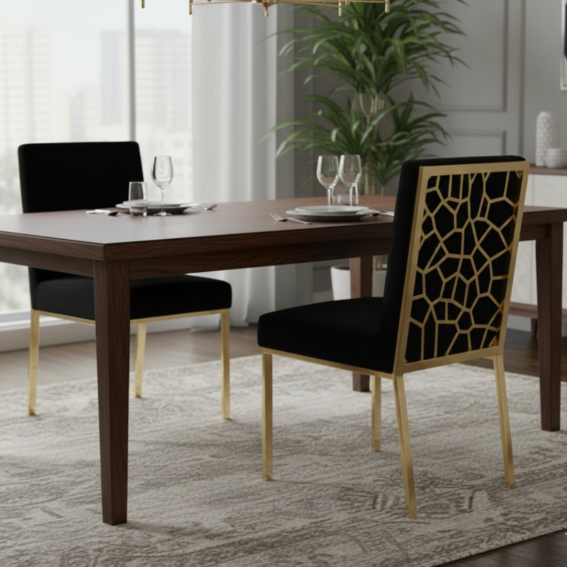 Chaise rembourrée en velours Nalayna