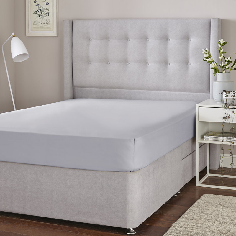 Silentnight Cotton Rich Soft Fitted Sheet, Double (4'6), Grey