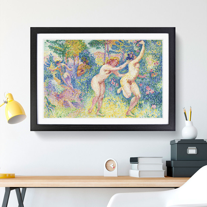 The Nymphs by Henri-Edmond Cross - Picture Frame Painting, 27cm H x 36cm W x 2cm D, Black Framed