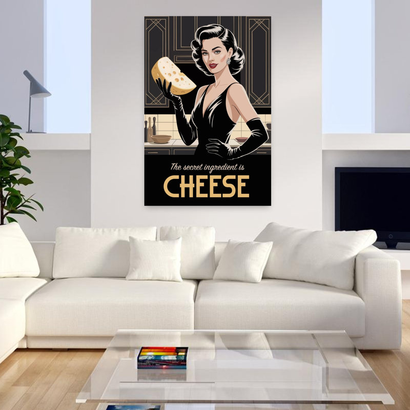 Cheesy Elegance Classic Elegant Retro Wall Art Print 1 Piece Wrapped Canvas Wall Art, 91.44cm H x 60.96cm W