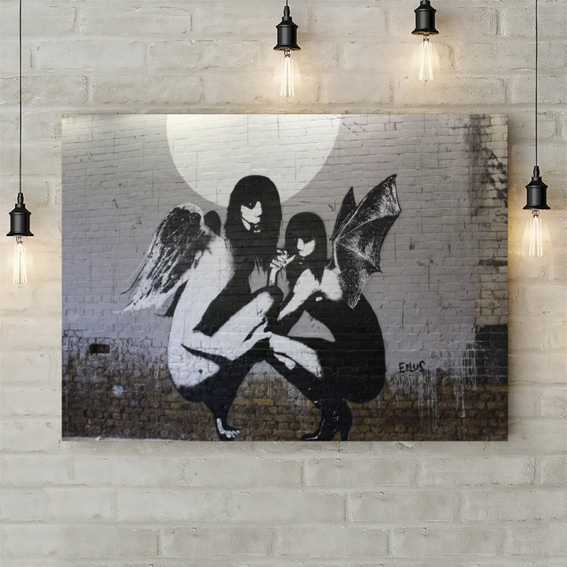 Banksy Angel And Demon Girls by Banksy - Wrapped Canvas Print, 41cm H x 61cm W x 3.8cm D