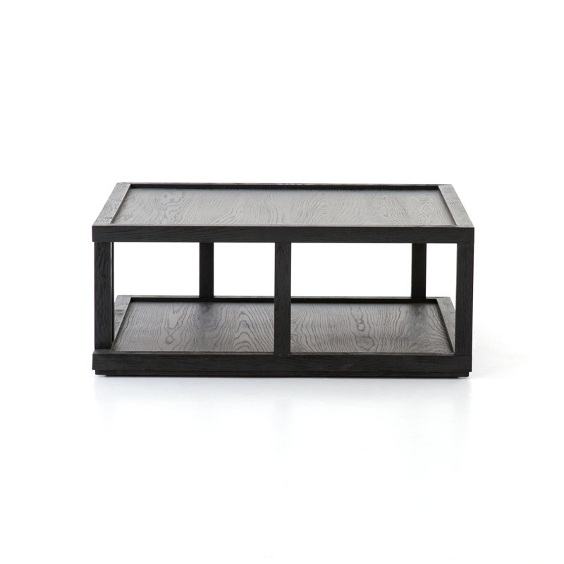 Charley Solid Wood Coffee Table, Drifted Matte Black Veneer
