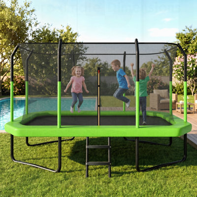 Trampoline rectangulaire pour enfants et adultes, filet d'enclos et tapis de saut résistant aux rayons UV, trampoline de gymnastique d'extérieur robuste