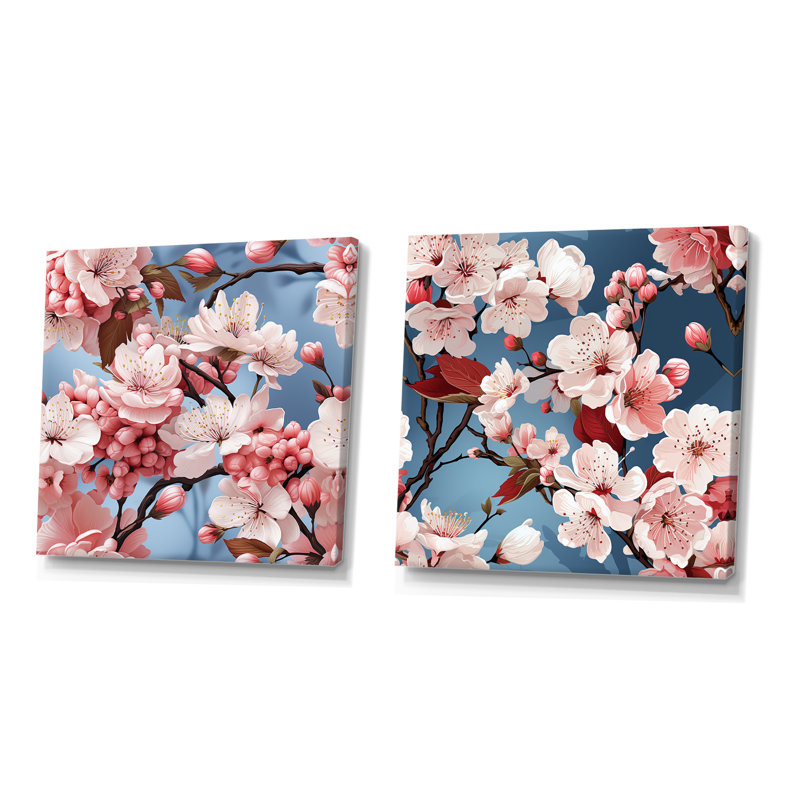 Joliette - Ensemble de 2 impressions sur toile florales, Toile tendue, H 16 po x l 33 po x P 1 po