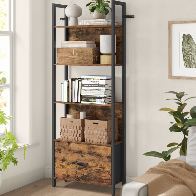 Crave 65.4'' H Steel Library Bookcase, (5 Shelves) 65'' H x 23.6'' W x 9.4'' D