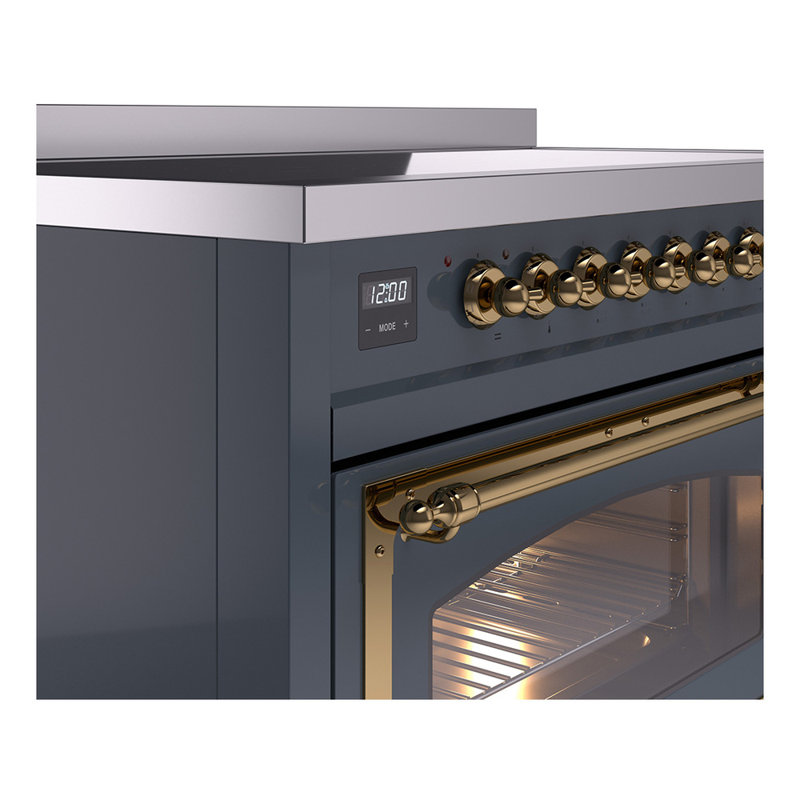 ILVE Nostalgie II Noblesse 48 in Induction Range, Blue Gray/Brass