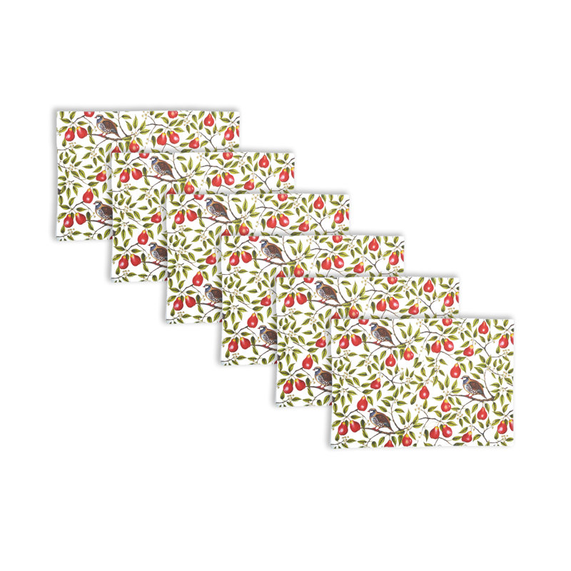 Partridge In A Pear Tree Printed Cotton Placemats Set of 6