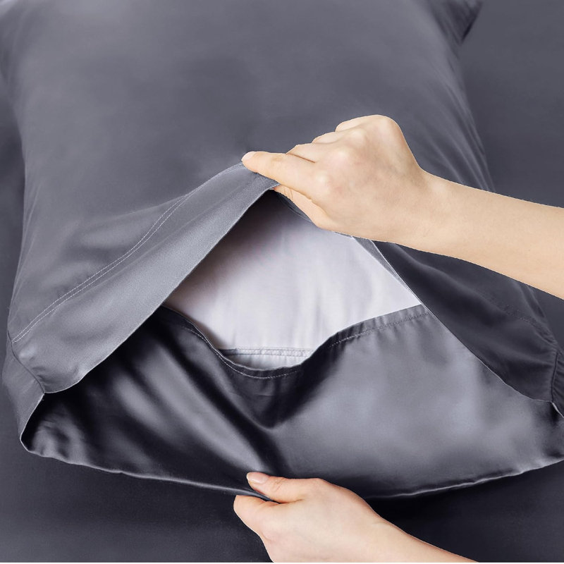 Ensemble de draps pour lit très doux Gentlesoft, draps rafraîchissants pour dormeurs chauds, rayonne de bambou, respirant et doux, poche profonde jusqu'à 16 pouces, literie soyeuse de luxe d'hôtel, gris foncé